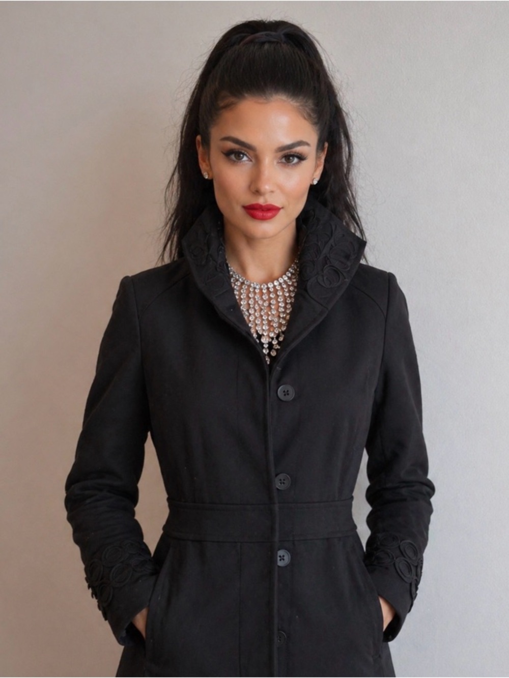 Escada Black Jacket / Blazer with sleeve and collar accents NWOT